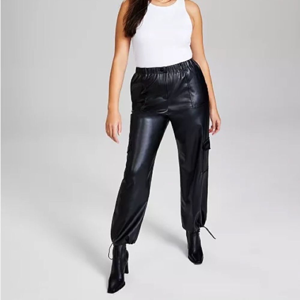 New Faux Leather Jogger Pants - Picture 5 of 6